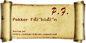 Pekker Fábián névjegykártya